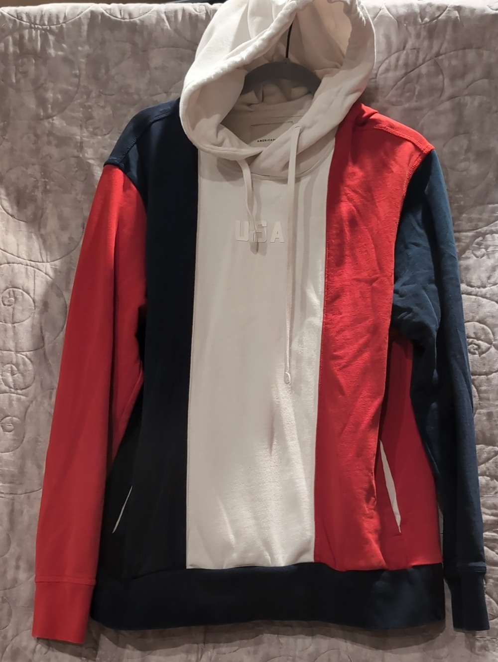 American Eagle Outfitters Tricolor USA Hoodie - Red,